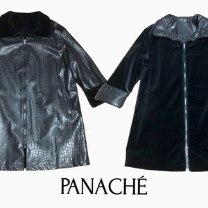Vintage PANACHE NY All Weather, Reversible Coat. Black/Mixed Fabrics. M-XL, NWT